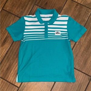 Vintage green and White Striped Polo Shirt with Classic Collar Lonsdale